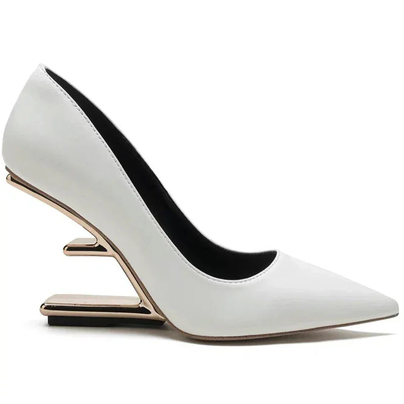 Alligator Pumps Pointed Toe High Heels Ladies Letter Strange Heel Wedges Prom Wedding Dress Valentine Shoes | tif-shop24.de