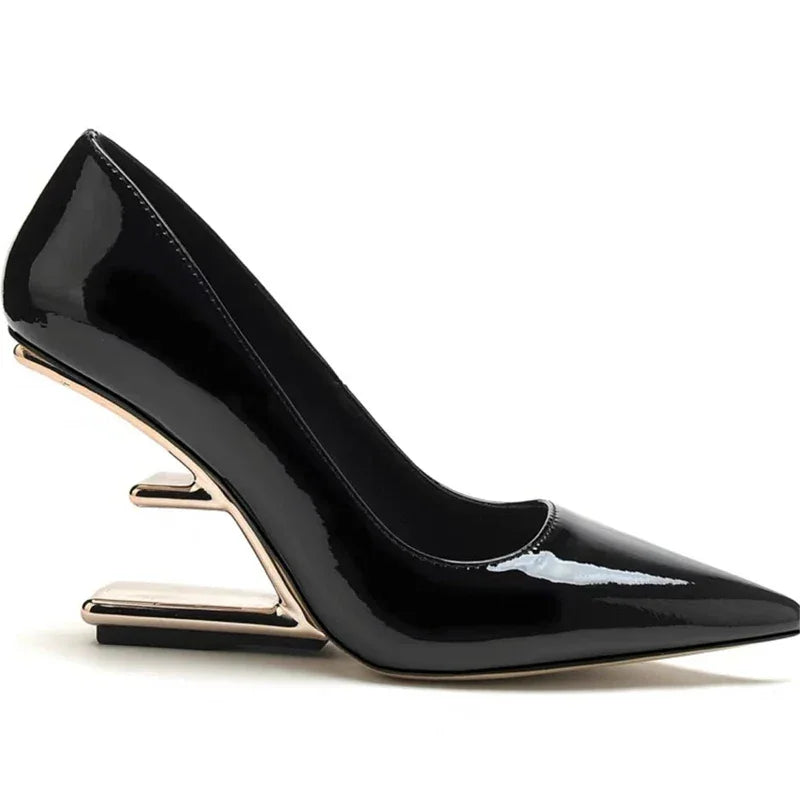 Alligator Pumps Pointed Toe High Heels Ladies Letter Strange Heel Wedges Prom Wedding Dress Valentine Shoes | tif-shop24.de