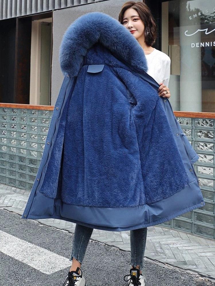 Winterjacke Baumwolle Parka Mit Kapuze Warm Pelz Mantel | tif-shop24.de