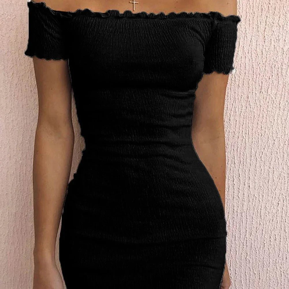 Sexy schulterfreies, figurbetontes Party-Abend-Cocktail-Kurzarm-Minikleid - tif-shop24.de