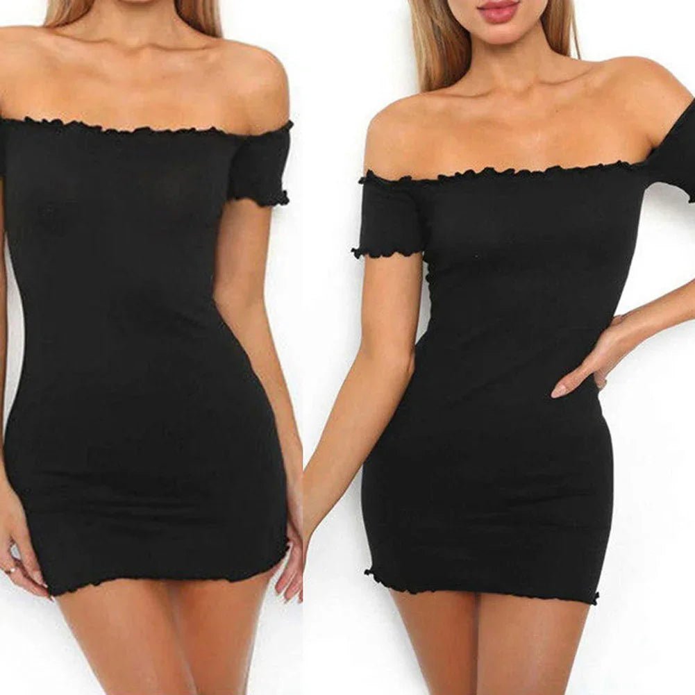 Sexy schulterfreies, figurbetontes Party-Abend-Cocktail-Kurzarm-Minikleid | tif-shop24.de