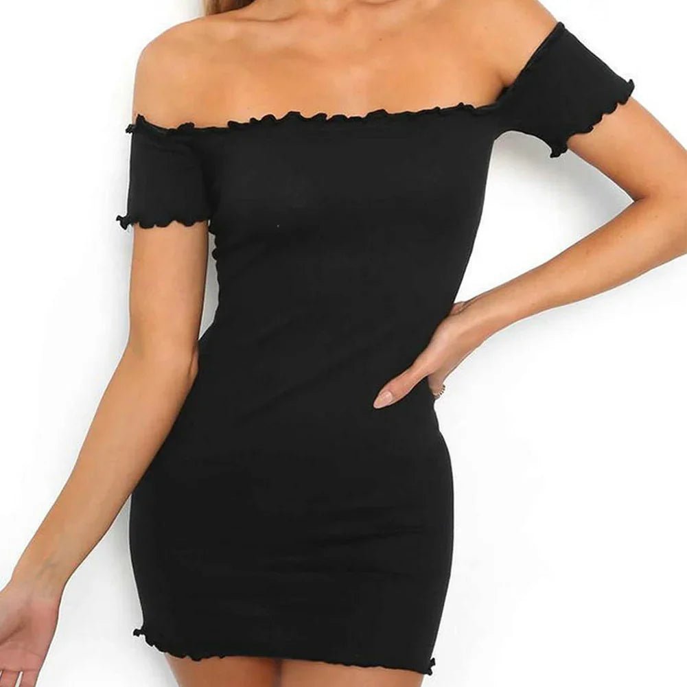 Sexy schulterfreies, figurbetontes Party-Abend-Cocktail-Kurzarm-Minikleid | tif-shop24.de