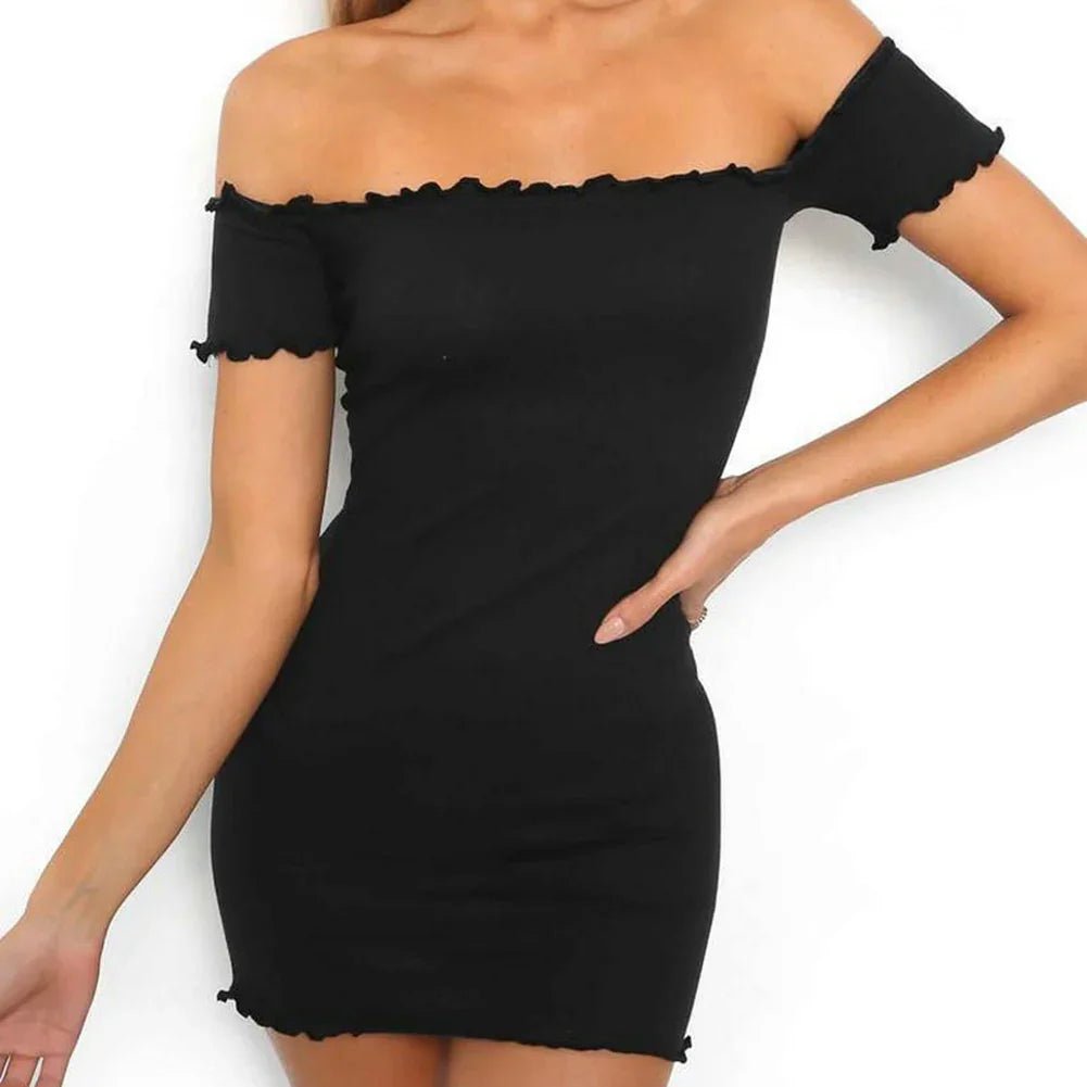 Sexy schulterfreies, figurbetontes Party-Abend-Cocktail-Kurzarm-Minikleid - tif-shop24.de