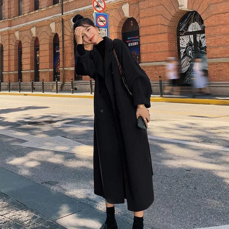 Damen Wollmantel Herbst Winter Eleganter Mittellanger | tif-shop24.de