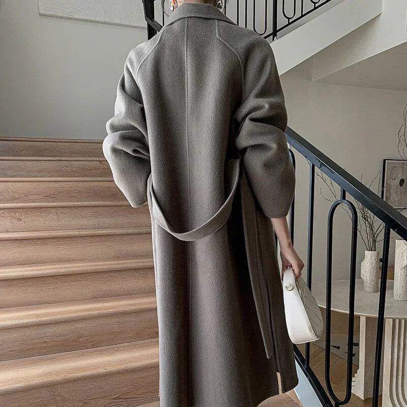 Herbst Winter Langer Wollmantel Einfarbig Verlängern Kaschmirmantel | tif-shop24.de