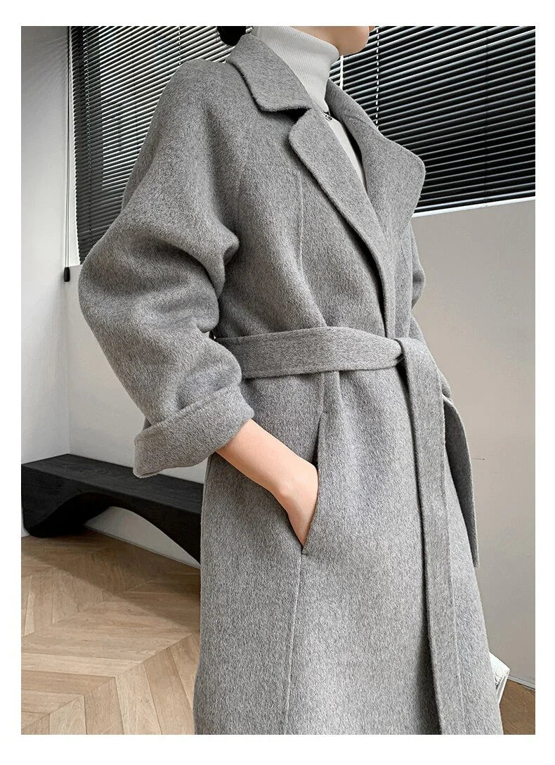 Herbst Winter Langer Wollmantel Einfarbig Verlängern Kaschmirmantel | tif-shop24.de