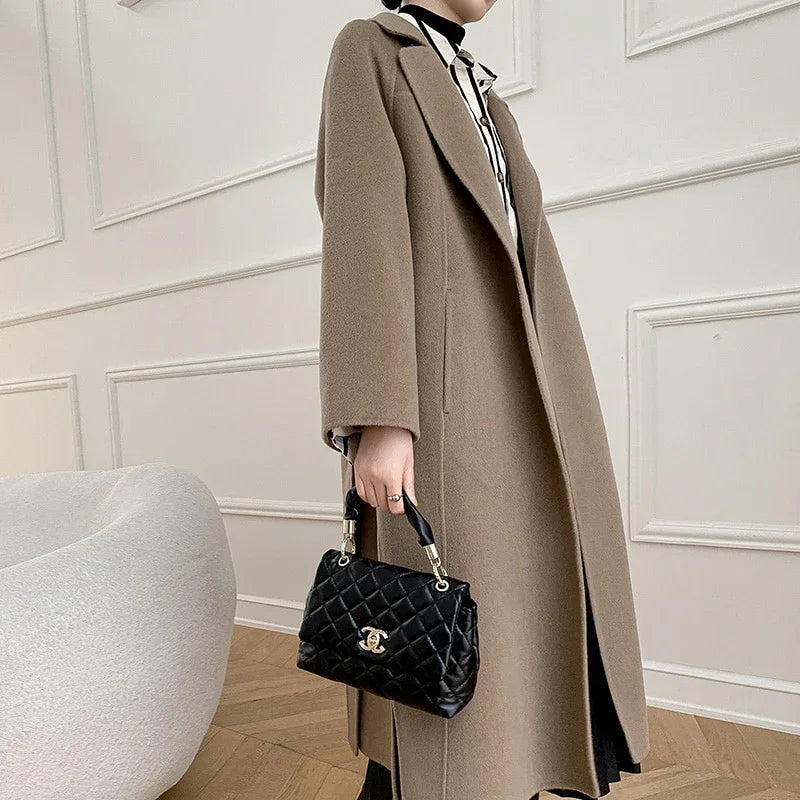 Herbst Winter Langer Wollmantel Einfarbig Verlängern Kaschmirmantel | tif-shop24.de