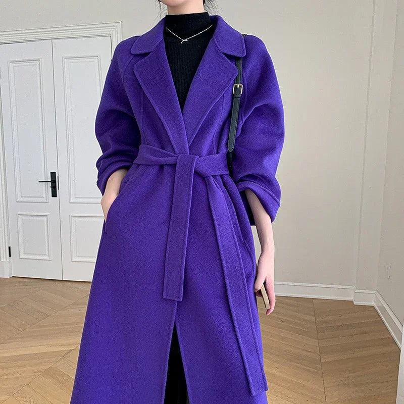 Herbst Winter Langer Wollmantel Einfarbig Verlängern Kaschmirmantel - tif-shop24.de