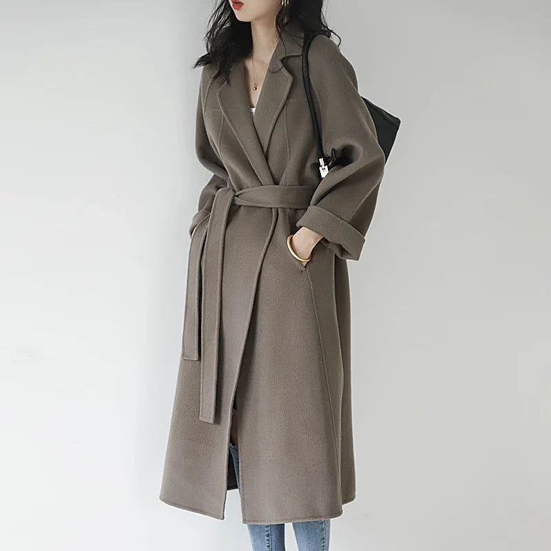 Herbst Winter Langer Wollmantel Einfarbig Verlängern Kaschmirmantel | tif-shop24.de