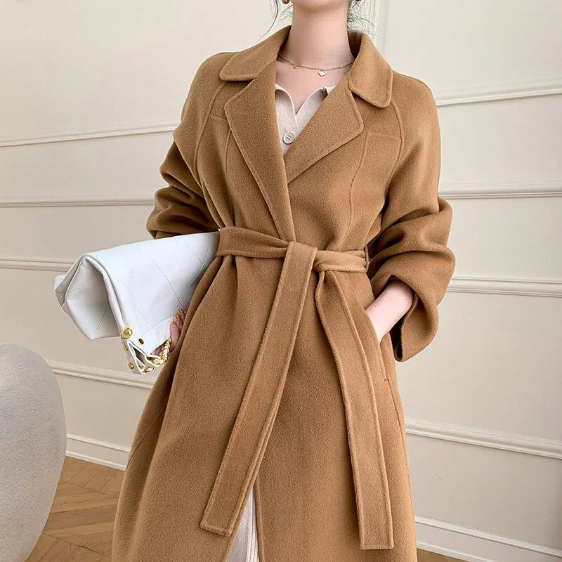 Herbst Winter Langer Wollmantel Einfarbig Verlängern Kaschmirmantel - tif-shop24.de