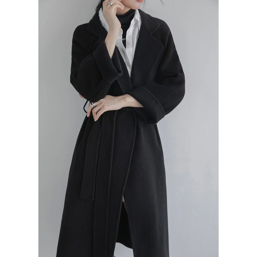 Herbst Winter Langer Wollmantel Einfarbig Verlängern Kaschmirmantel | tif-shop24.de