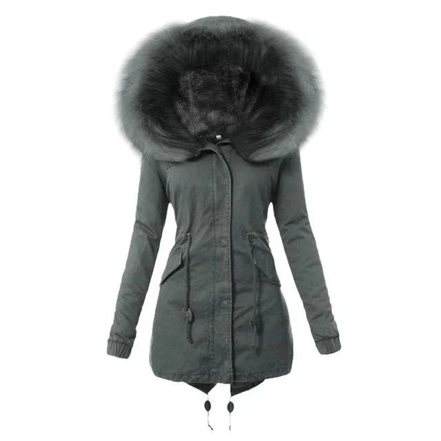 Kunstpelzmantel mit Kapuze Pelzfutter Mantel Winter Warme Dicke Lange Jacke Mit Kapuze Mantel | tif-shop24.de