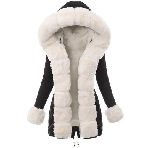 Kunstpelzmantel mit Kapuze Pelzfutter Mantel Winter Warme Dicke Lange Jacke Mit Kapuze Mantel | tif-shop24.de