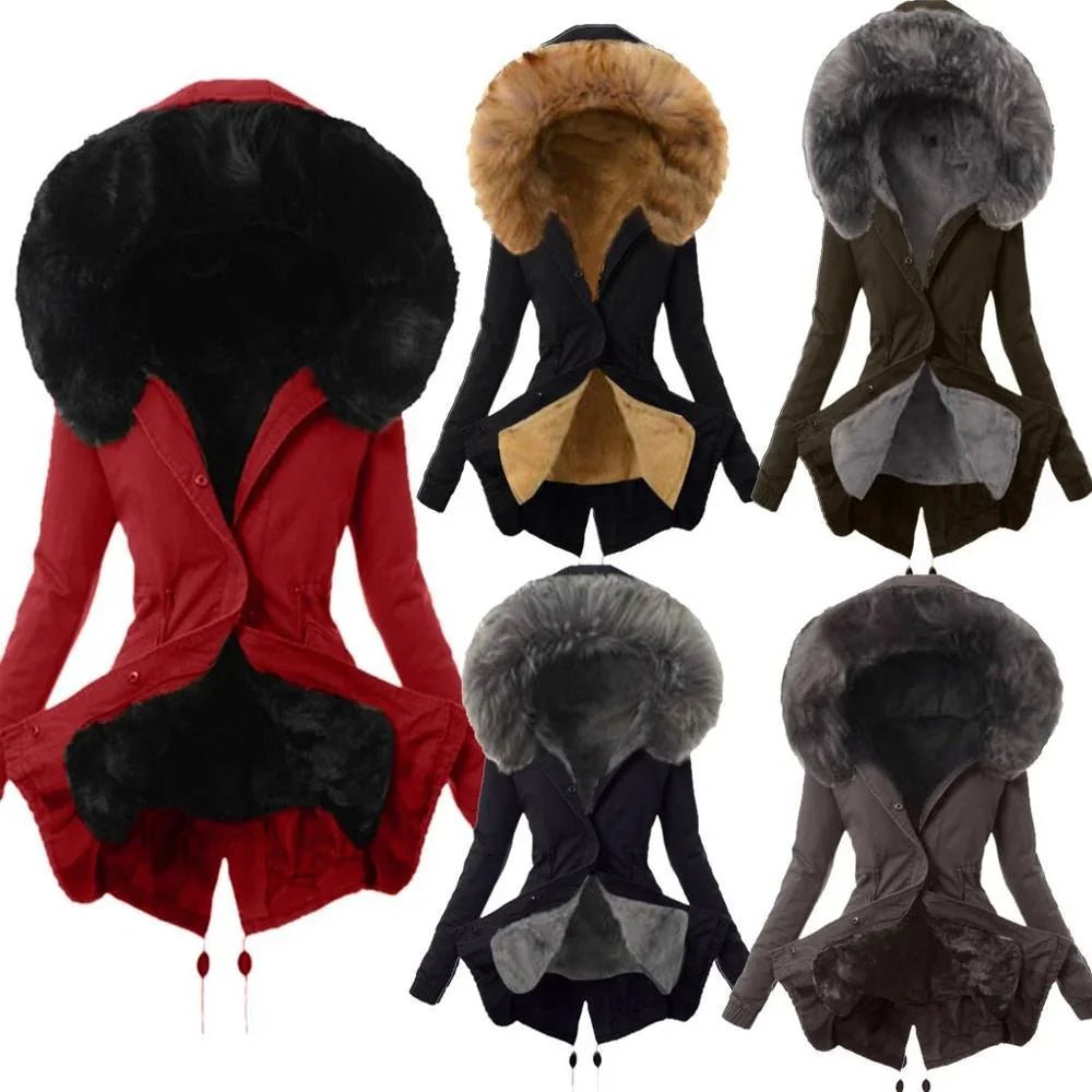 Kunstpelzmantel mit Kapuze Pelzfutter Mantel Winter Warme Dicke Lange Jacke Mit Kapuze Mantel | tif-shop24.de