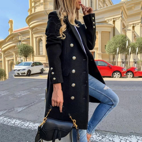 Kunstwolle Mischungen Frauen Lange Mäntel Trench Notch Kragen Doppelreihig Vintage Elegante Lady Plus Size Jacken Winter Oberbekleidung - tif-shop24.de
