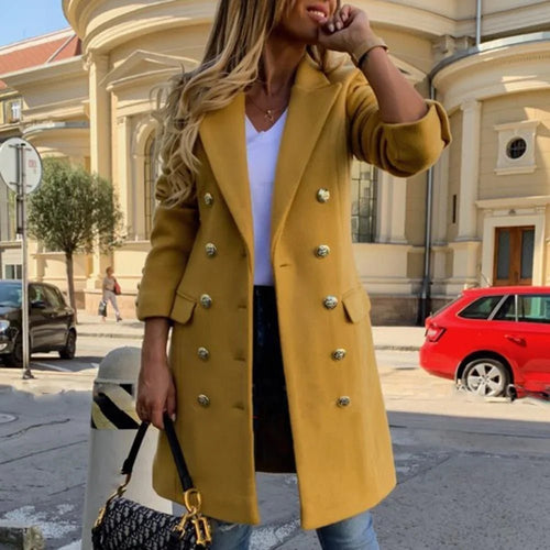 Kunstwolle Mischungen Frauen Lange Mäntel Trench Notch Kragen Doppelreihig Vintage Elegante Lady Plus Size Jacken Winter Oberbekleidung | tif-shop24.de