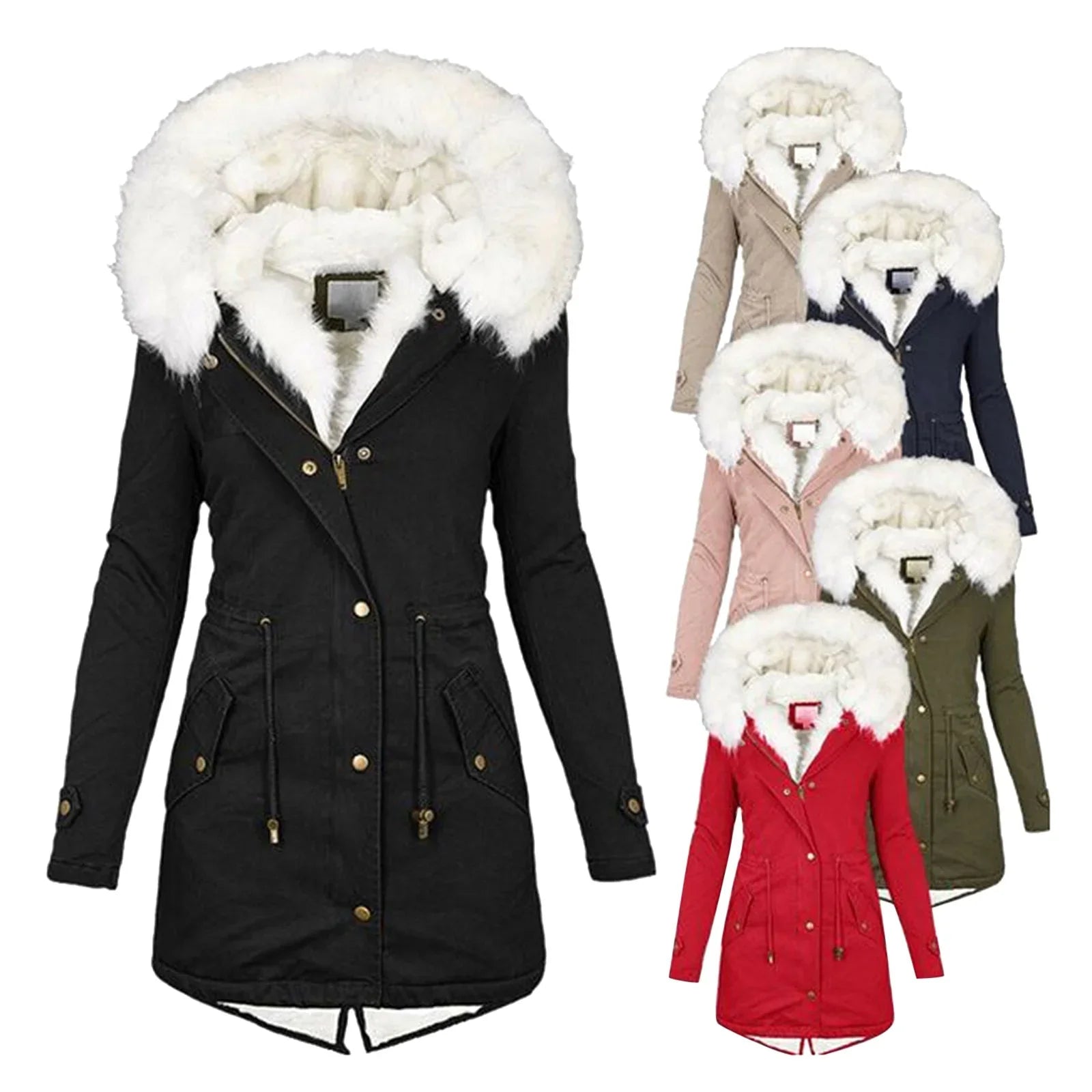 Neue Winter Damen Jacke mittellang verdicken Plus Size 5XL Outwear Kapuze Wattemantel schlanke Parka Baumwolle gepolsterte Jacke Mantel - tif-shop24.de