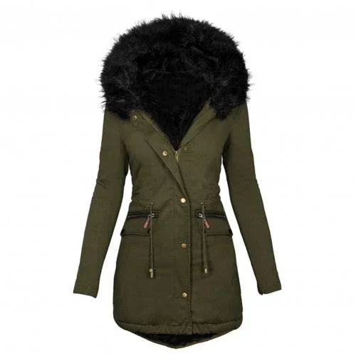 Winter Kunstpelz Kapuze Mittellanger Warmer Mantel Parka Schnee Oberbekleidung - tif-shop24.de