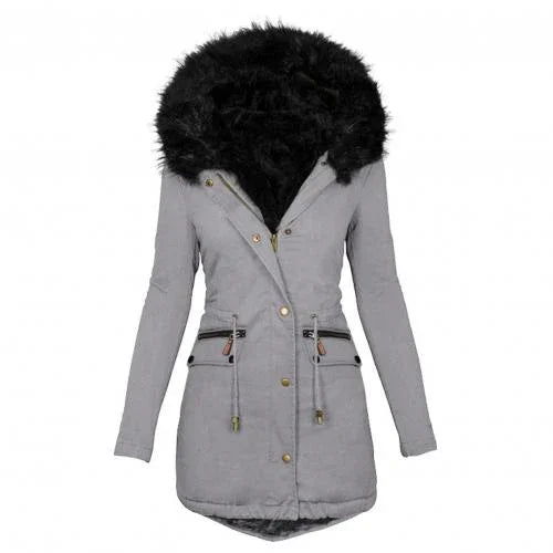 Winter Kunstpelz Kapuze Mittellanger Warmer Mantel Parka Schnee Oberbekleidung - tif-shop24.de