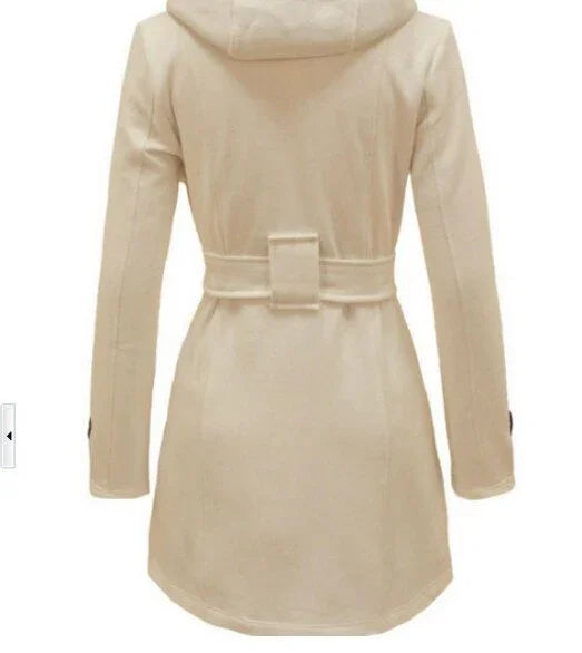 Winter Vintage Dünne Mode Wolle Warme Fleece Jacke Mit Gürtel Zweireiher Feste Beiläufige Jacke Mantel | tif-shop24.de