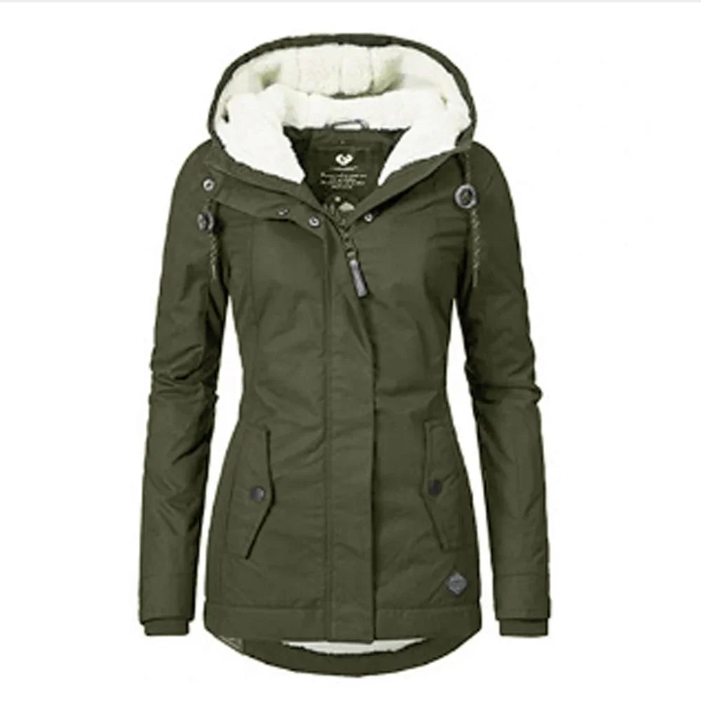 Winter Warme Parkas Mit Kapuze Dicke Plüsch Wintermäntel Mittellange | tif-shop24.de