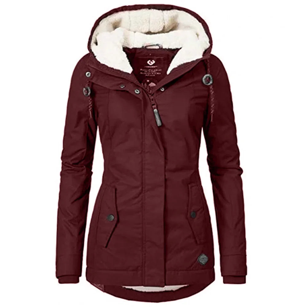 Winter Warme Parkas Mit Kapuze Dicke Plüsch Wintermäntel Mittellange - tif-shop24.de