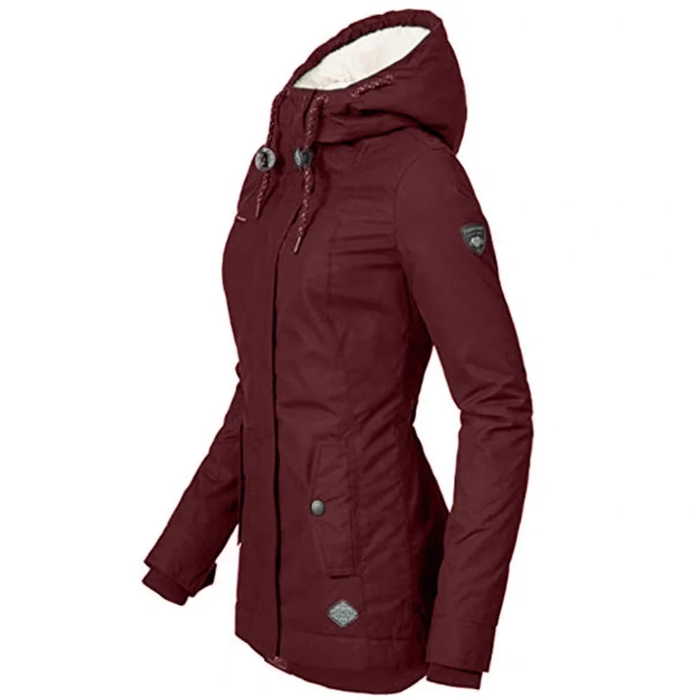 Winter Warme Parkas Mit Kapuze Dicke Plüsch Wintermäntel Mittellange | tif-shop24.de