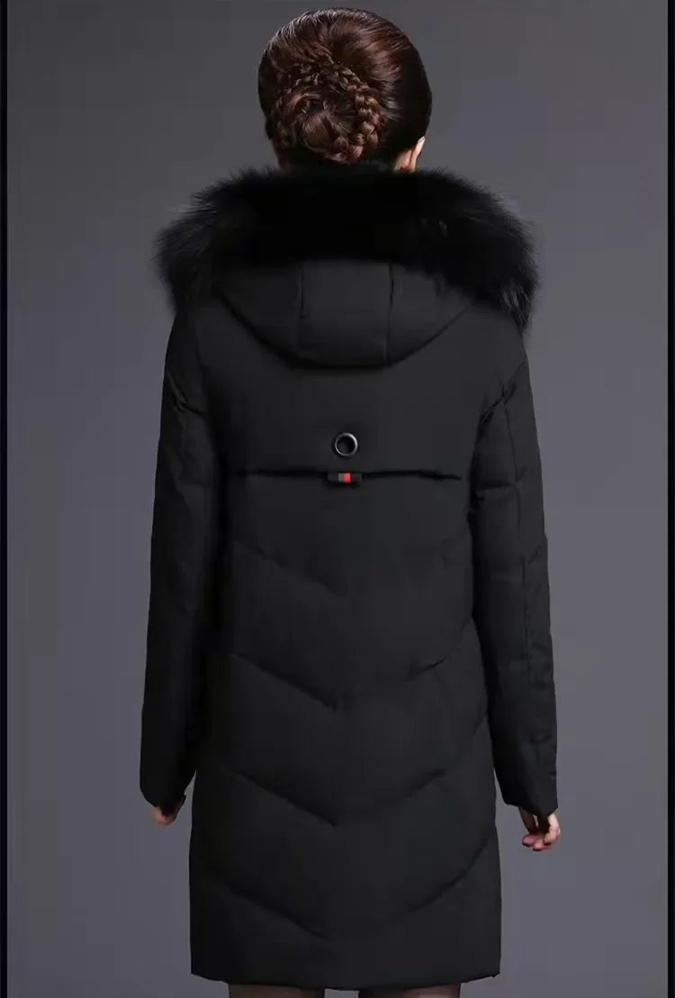 Down Cotton Clothes Jacket Big Fur Collar Solid Color Large Size Loose Winter Coat Hooded Manteau | tif-shop24.de