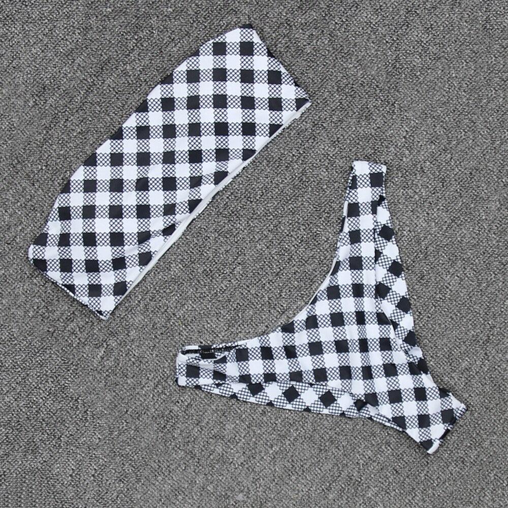 Sommer Sexy Bandeau Bikini Zwei teilig Plaid Bademode | tif-shop24.de