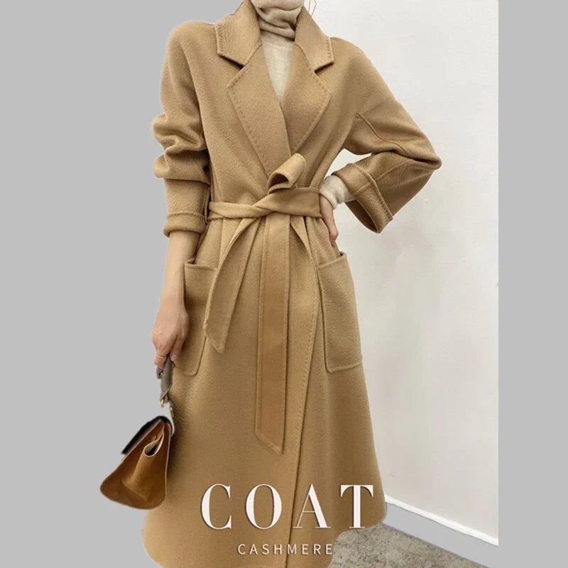 New Water Ripple Reversible Kaschmirmantel Mittellang Lose Temperament Wollmäntel | tif-shop24.de