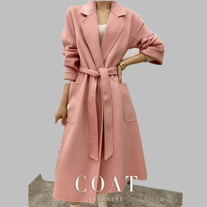 New Water Ripple Reversible Kaschmirmantel Mittellang Lose Temperament Wollmäntel | tif-shop24.de