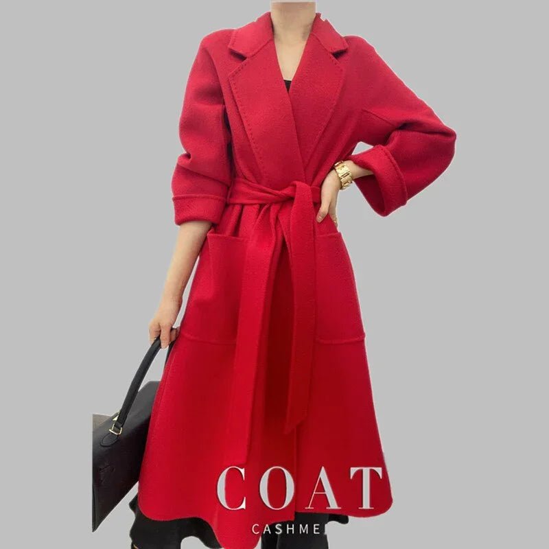 New Water Ripple Reversible Kaschmirmantel Mittellang Lose Temperament Wollmäntel | tif-shop24.de