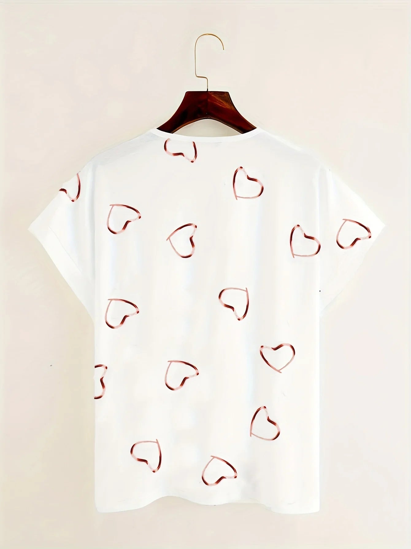 Herzdruck V-Ausschnitt Lässiges Kurzarm-Top T-Shirt | tif-shop24.de