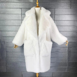Flauschiger Kunstpelzmantel Rosa Lang Damen Übergroßer | tif-shop24.de