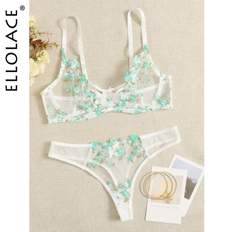 Ellolace Dessous Sexy Set Transparente Unterwäsche Spitze Sheer BH | tif-shop24.de