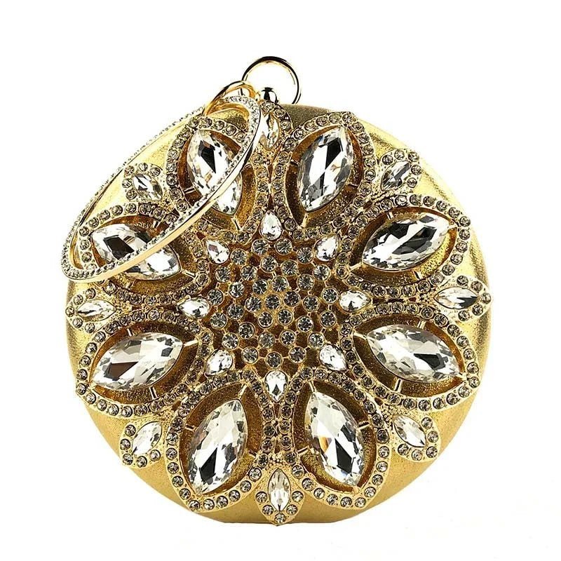 Kupplung Tasche Runde Geldbörse Abend Tasche Kristall Hochzeit Handtasche Exquisite Kette Schulter Tasche | tif-shop24.de