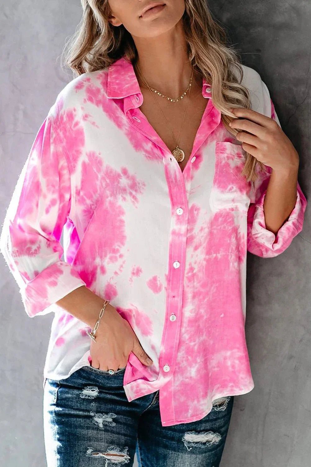 Whirlwind Tie Dye Button Shirt mit Tasche | tif-shop24.de