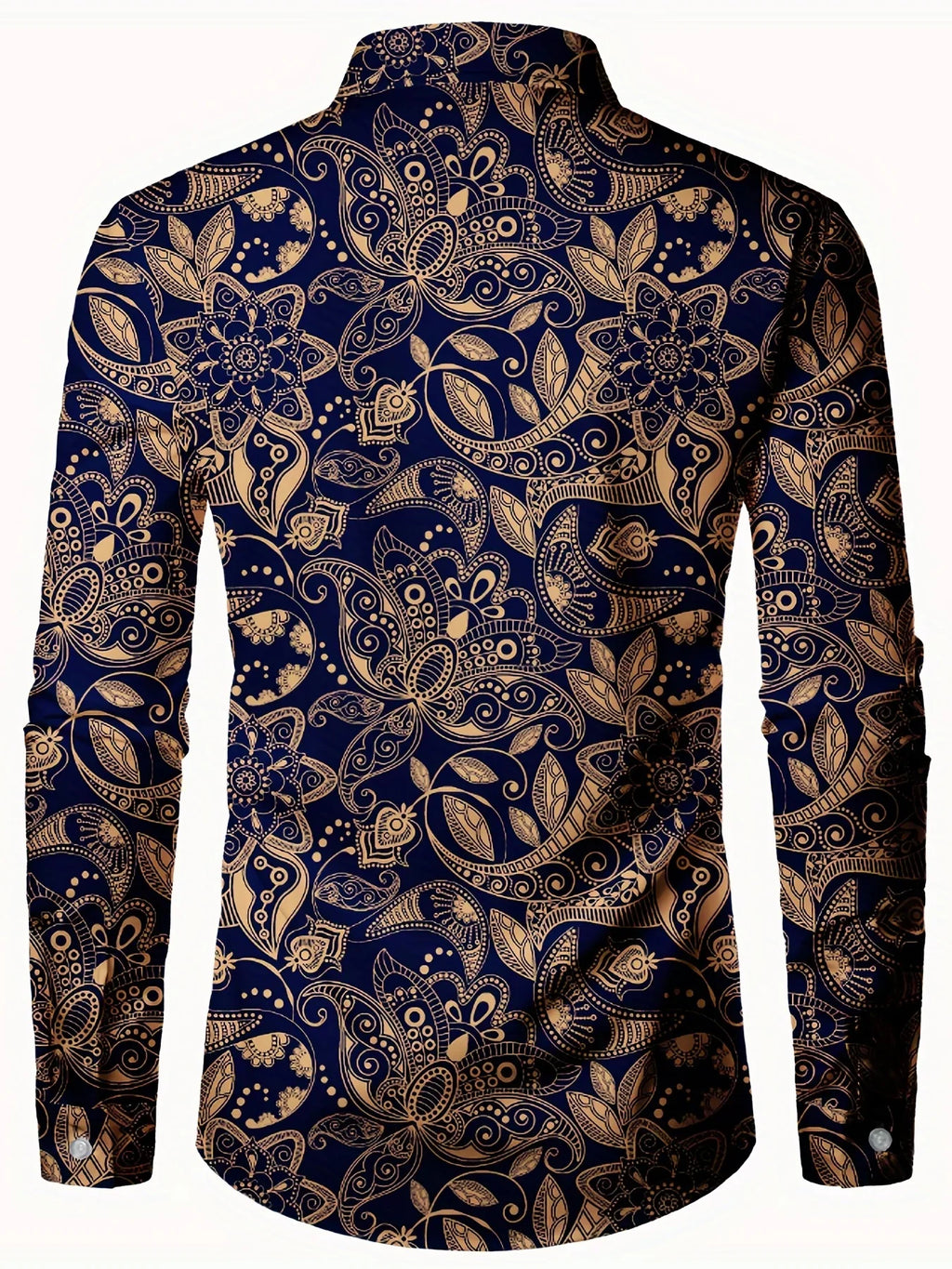 Retro Blumenmuster Muster Top Umlegekragen Langarmverschluss Freizeithemd - tif-shop24.de