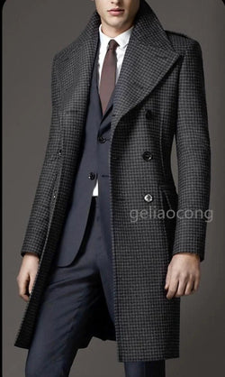 Hahnentritt Wollmantel Britischer Stil Herren Blazer - tif-shop24.de