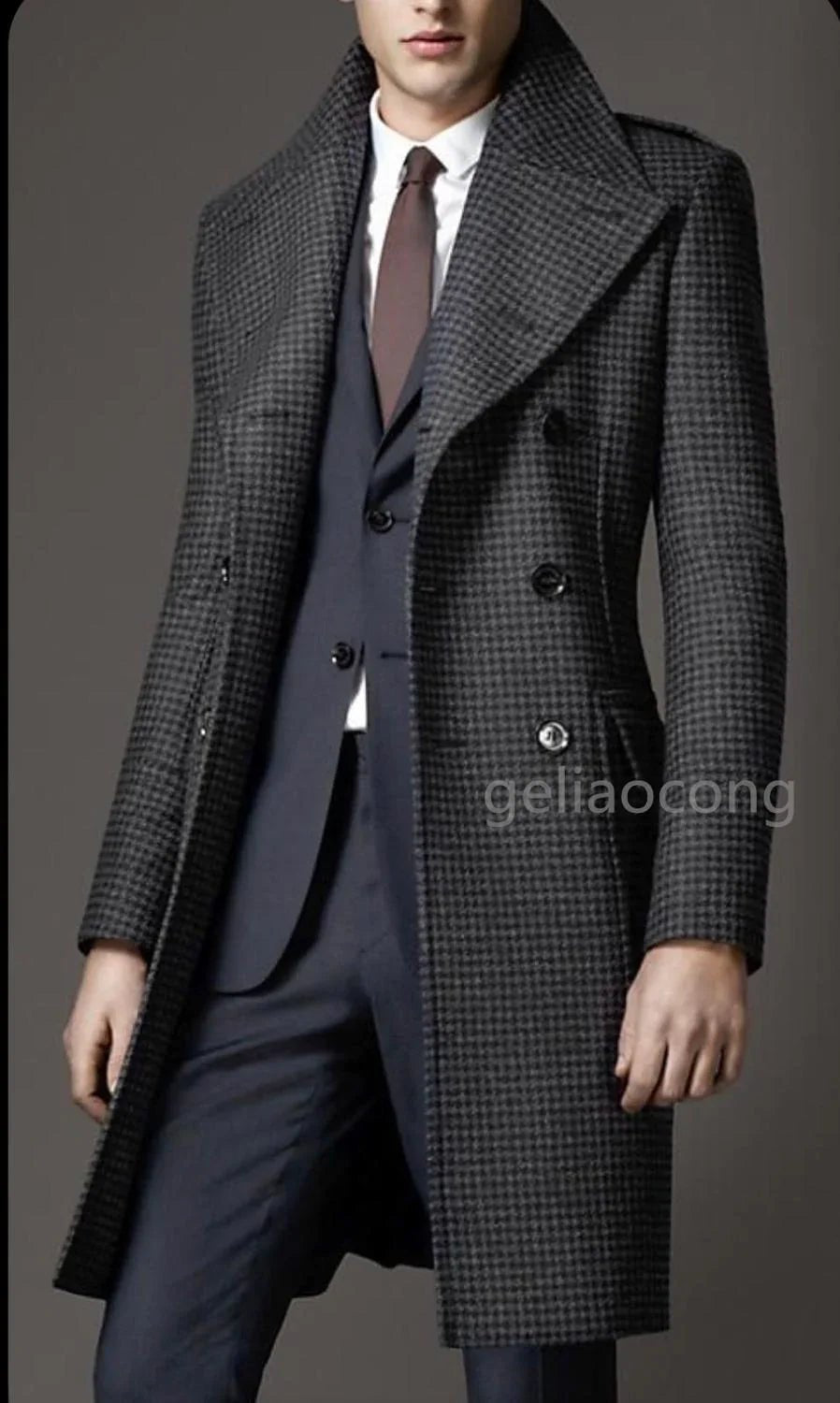 Hahnentritt Wollmantel Britischer Stil Herren Blazer | tif-shop24.de