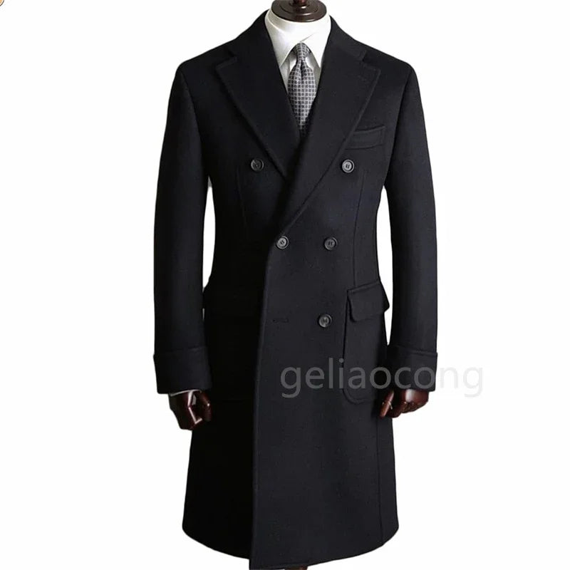 Lange Formale Zweireiher Slim Fit Party Tragen Hübsche Lange Mantel | tif-shop24.de