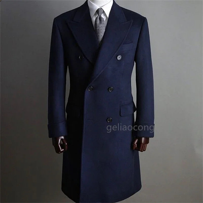 Lange Formale Zweireiher Slim Fit Party Tragen Hübsche Lange Mantel | tif-shop24.de