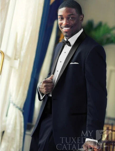 Herren dunkelblau Business Anzüge Formelle Ein Set Bräutigam Smoking | tif-shop24.de