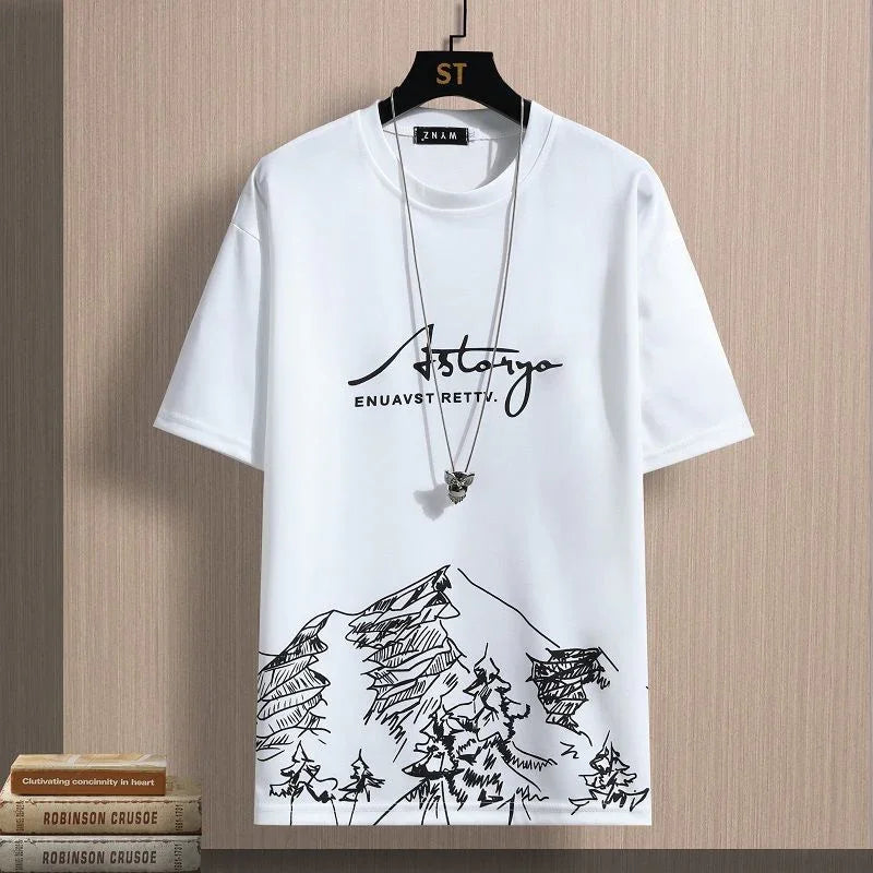 T-Shirt + Shorts Set Sommer Atmungsaktives Lässiges T-Shirt Laufendes Set Mode Harajuku Gedruckt Sportanzug | tif-shop24.de