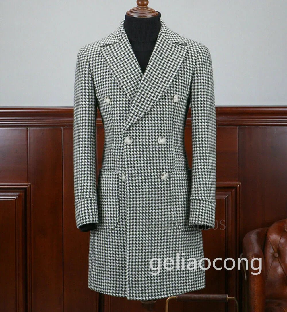 Herren Blazer Lang Hahnentrittmuster Elegant - tif-shop24.de