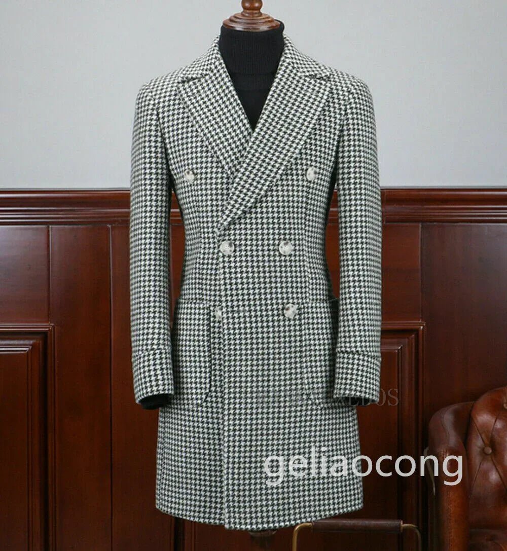 Herren Blazer Lang Hahnentrittmuster Elegant | tif-shop24.de