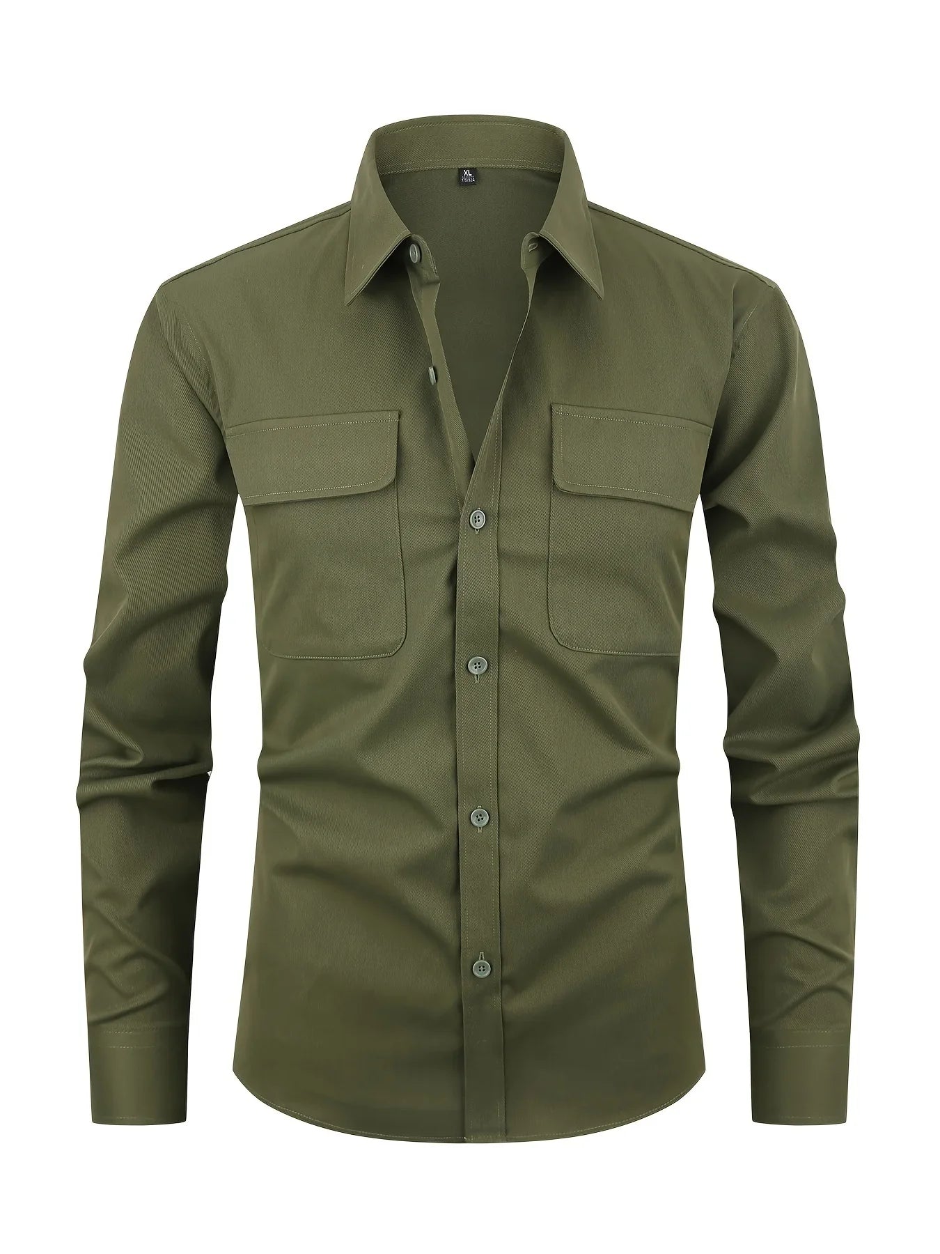 Stilvolles Einfarbiges Hemd, Lässiges Atmungsaktives Hemd Mit Revers, Langen Ärmel - tif-shop24.de