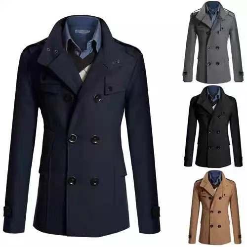 Styles Herren Herbst Wintermantel Mode Lange  Pilot Trenchcoat  Cardigan Baumwolle Windbreaker Business Mantel | tif-shop24.de