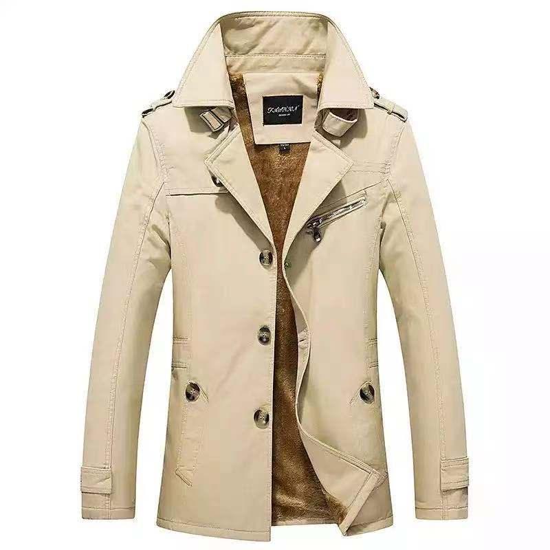 Styles Herren Herbst Wintermantel Mode Lange Pilot Trenchcoat Cardigan Baumwolle Windbreaker Business Mantel - tif-shop24.de