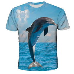 Kleine Dolphin 3D Gedruckt T-shirt Kleinkind Mädchen Kleidung Kurzarm Top Sommer Familie Passenden Vater-sohn Mutter-tochter kleiden - tif-shop24.de